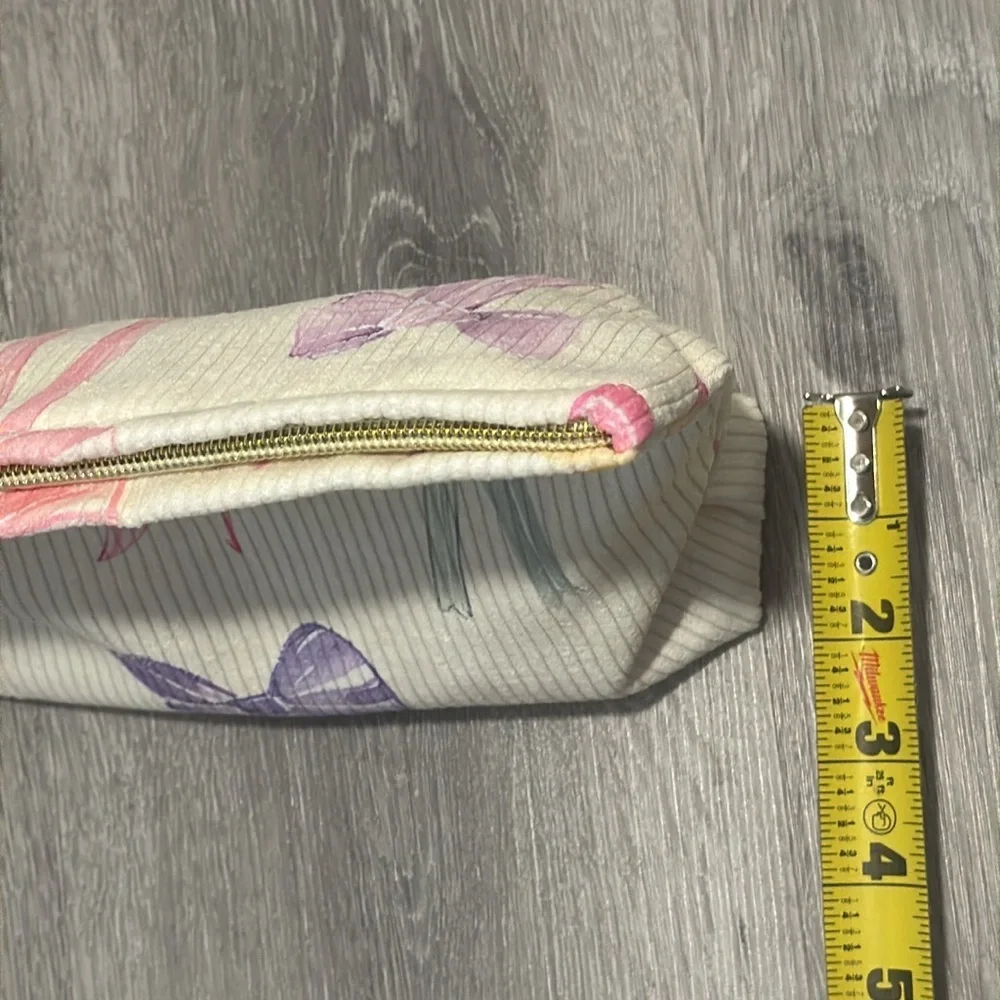 Bow Print Makeup Travel Toiletry Pouch Clutch Bag Zipper Soft Colorful Girls